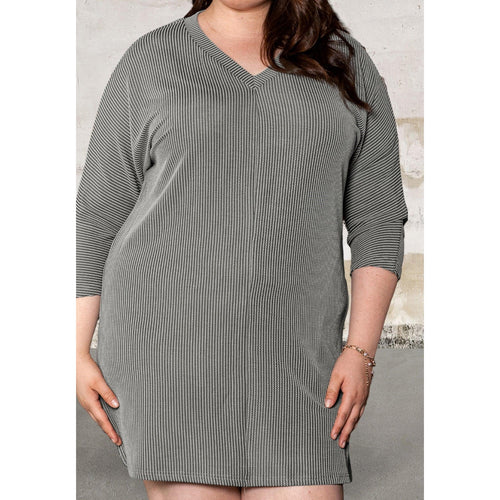 Levoire | Grande Taille Robe À Col V À Cordon À Manches ¾