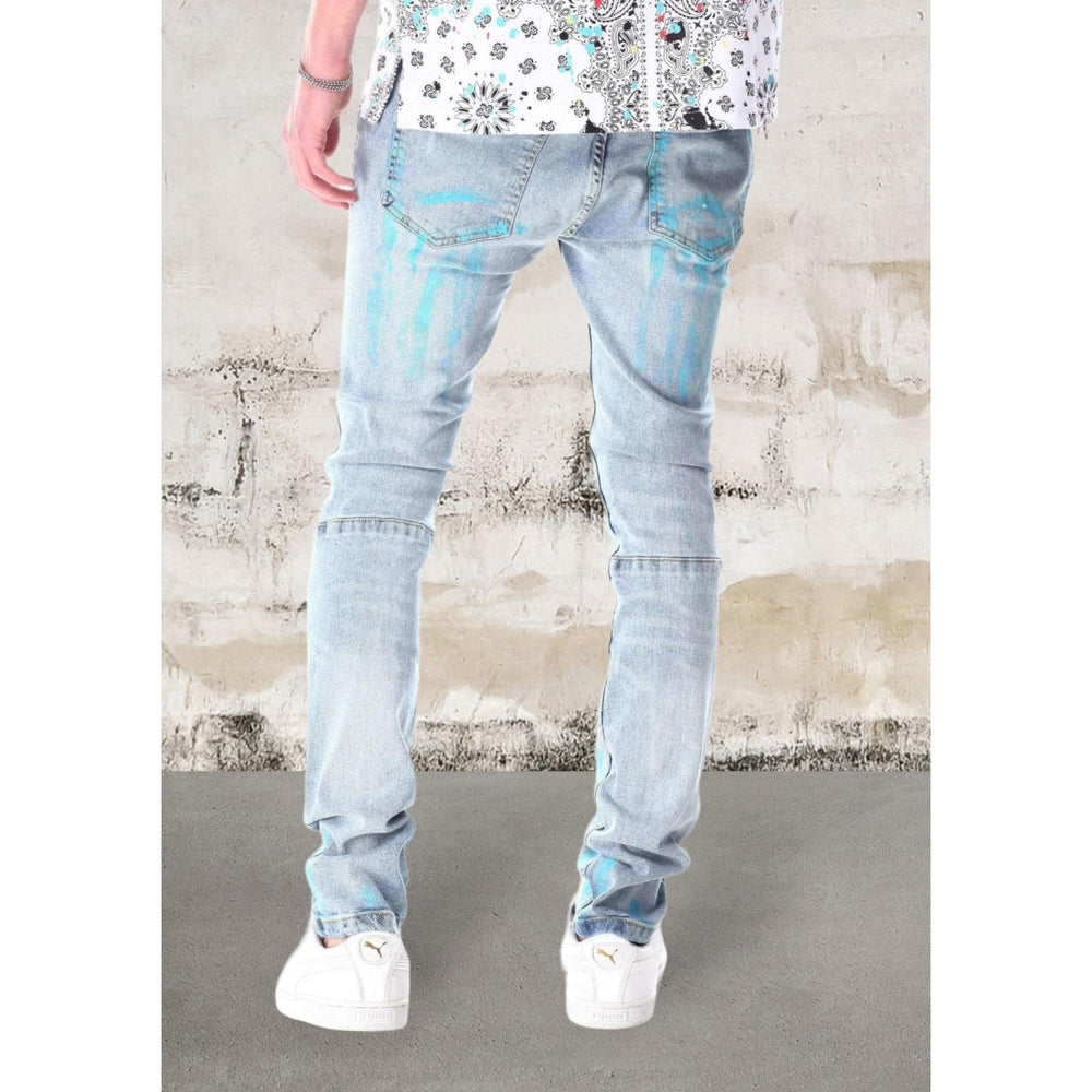 Levoire | Jeans En Denim Pour Hommes Slim Fit À Imprimé Couleur Intégral