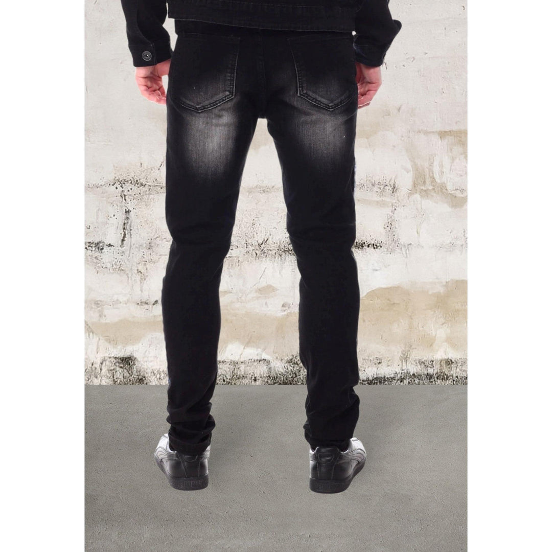 Levoire | Hommes Skinny Fit Patch Jeans Noires