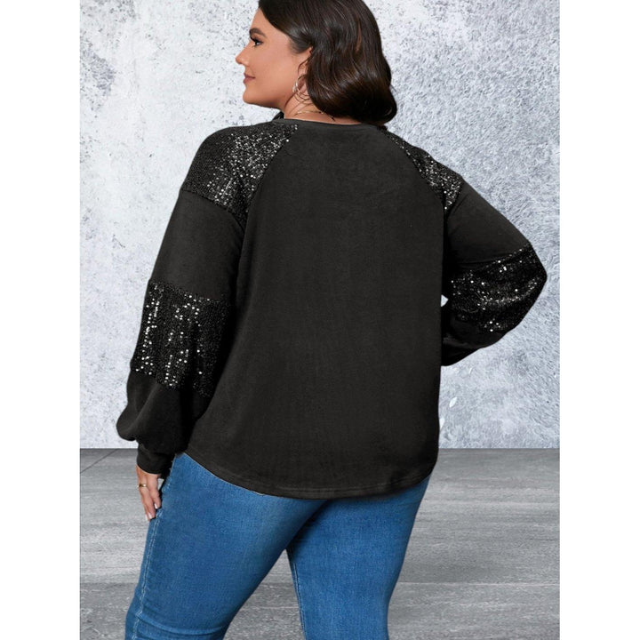 Levoire | Plus Size Paillettes Col Rond Manches Longues