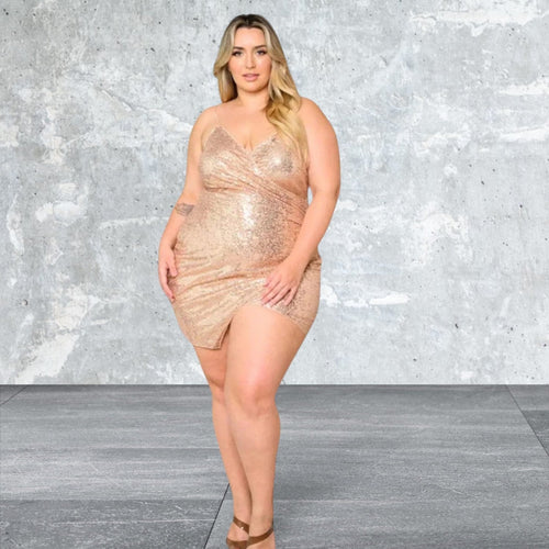 Levoire | Grande Taille Sans Manches Décolleté V Paillettes Robe Courte