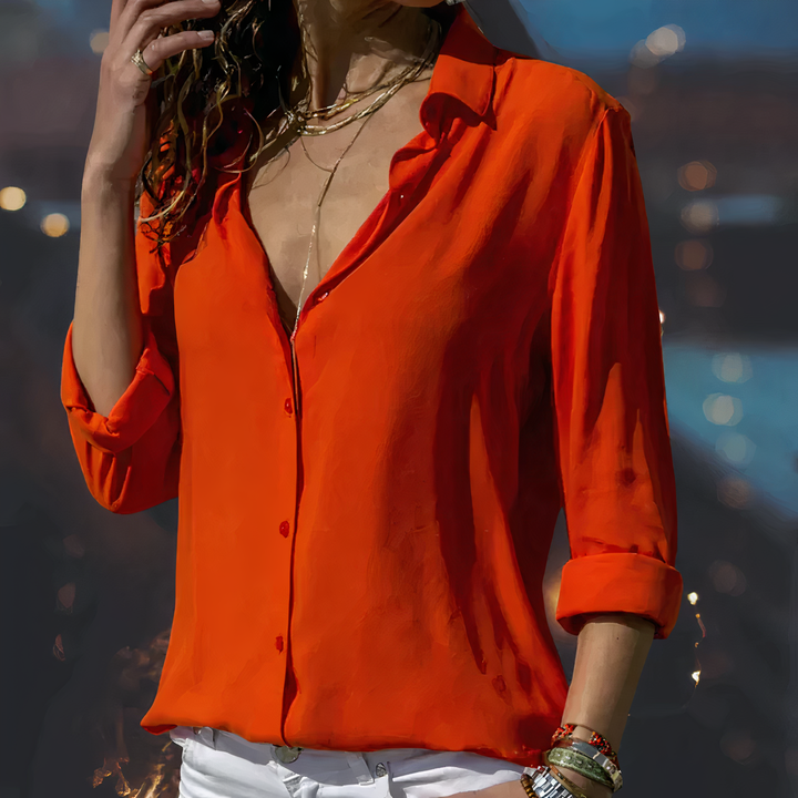 Levoire | Blouse À Manches Longues Avec Col Réversible Rot
