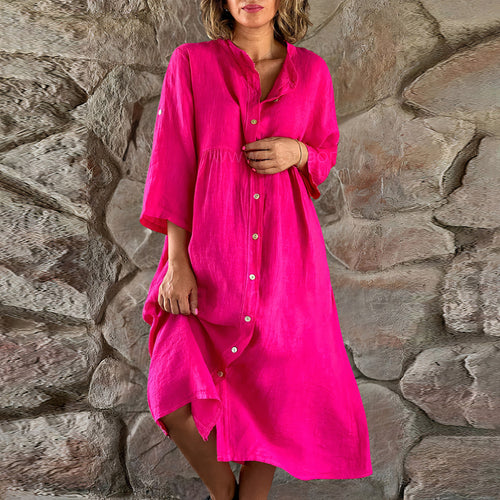 Levoire | Robe En Lin Avec Boutons Pour Femmes