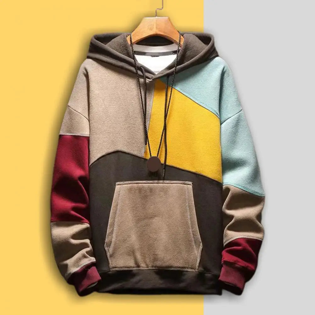 Levoire | Veste À Capuche Patchwork Pour Hommes Braun Jaune