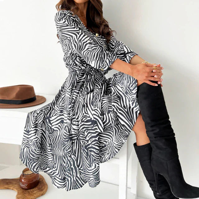 Levoire | Robe De Vendange Festive Pour Femmes Zèbre