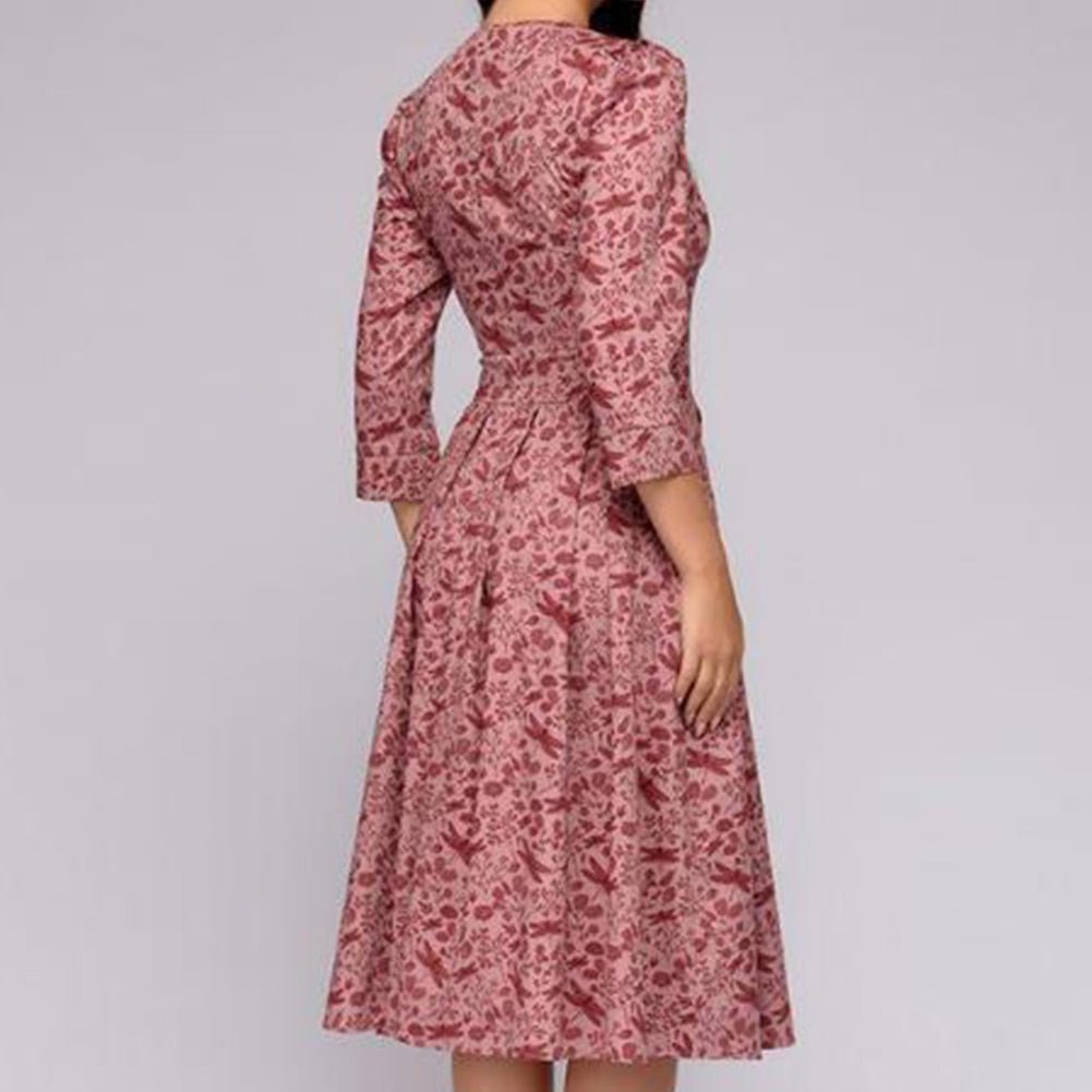 Levoire | Robe Midi Vintage Avec Imprimé Floral Pour Femmes