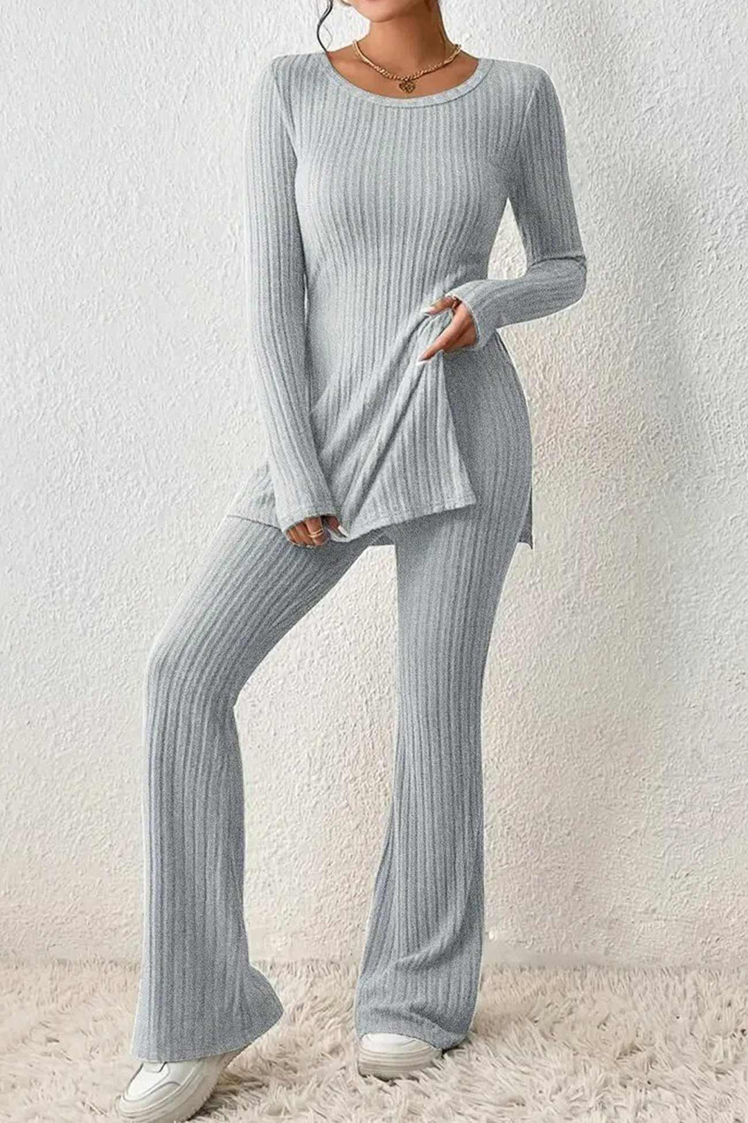 Levoire | Haut Confortable Et Pantalon À Manches Longues Pour Femmes Gris