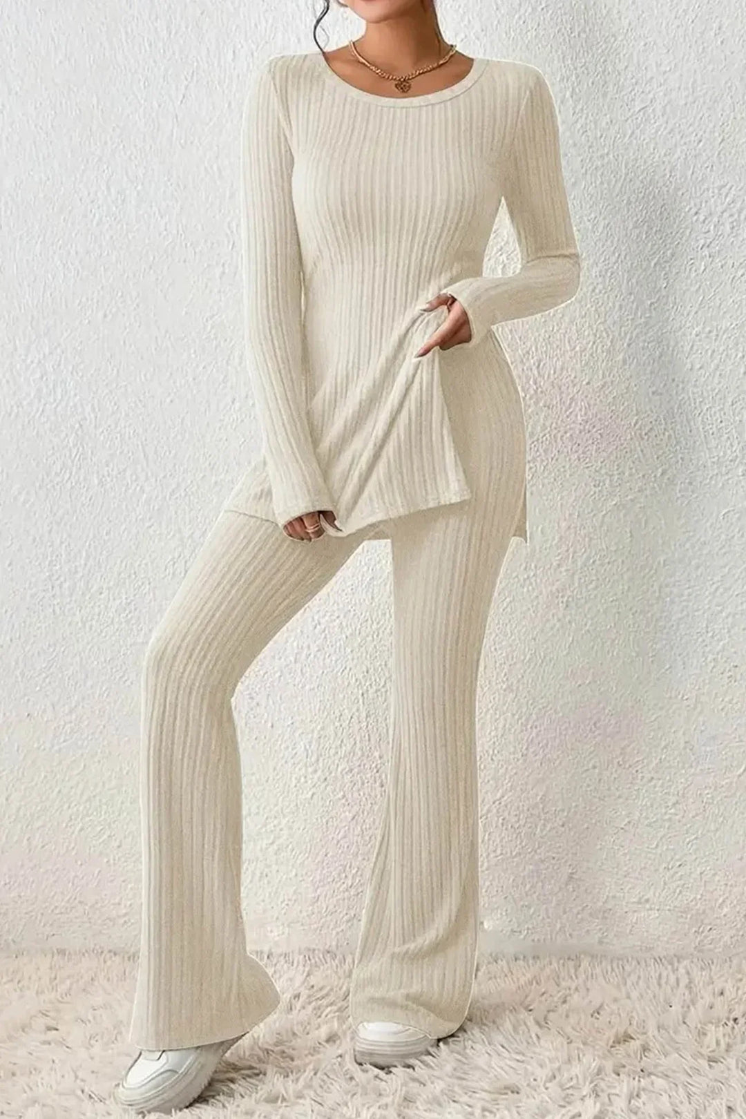 Levoire | Haut Confortable Et Pantalon À Manches Longues Pour Femmes Ivoire Blanc