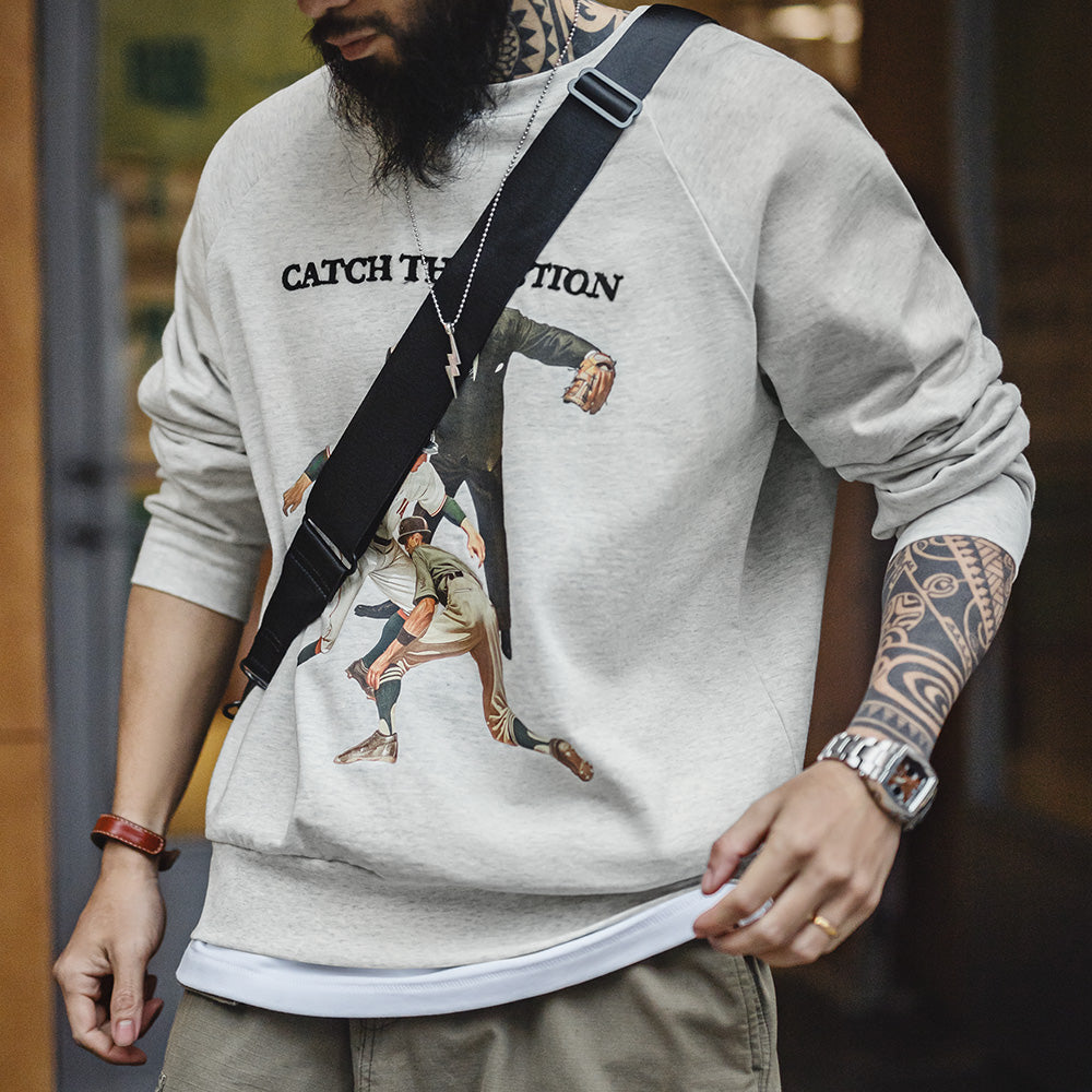Levoire | Sweatshirt Baseball Weinlese Avec Impression Rétro