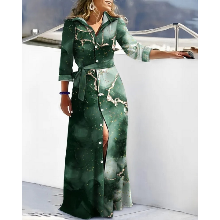 Levoire | Robe Chemise Imprimée Coupe-Vent Vert