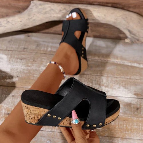 Levoire | Sandales orthopédiques rétro à talons compensés