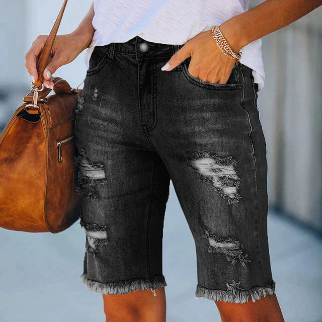 Levoire | Jean Shorts Déchirés Noir