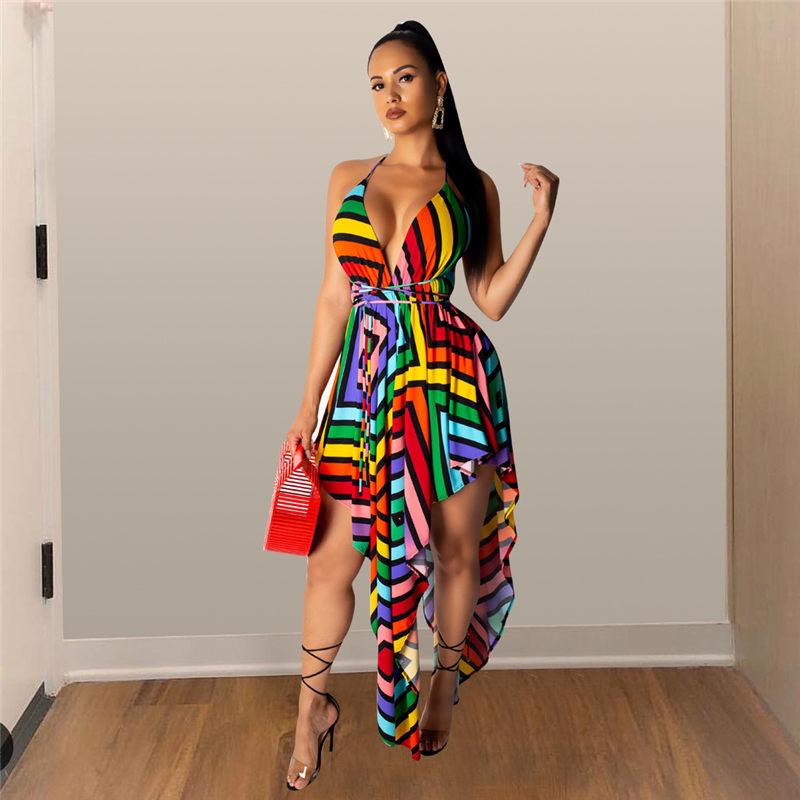 Levoire | short denim with a colorful diagonal stripe and décolleté neckline MULTICOLORE
