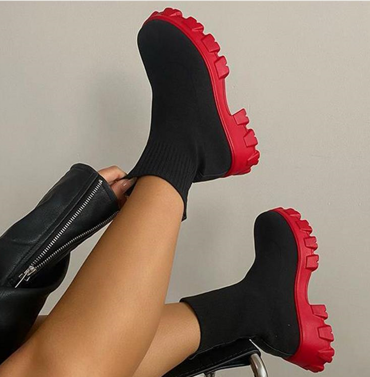Levoire | Chaussettes de bottes épaisses antidérapantes relaxantes Noir et rouge