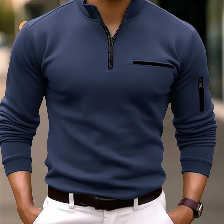 Levoire | Pull Homme Confortable Avec Détail Zippé Bleu marine