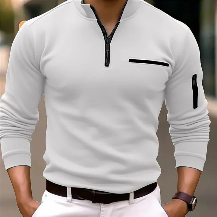 Levoire | Pull Homme Confortable Avec Détail Zippé Blanc
