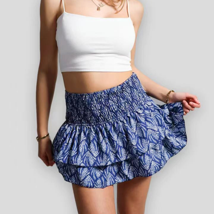 Levoire | Printemps/Été Jupe Feuilles bleu foncé