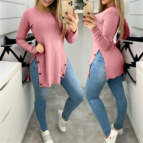 Levoire | Chemise Femme Confortable En Laine Col Rond À Manches Longues