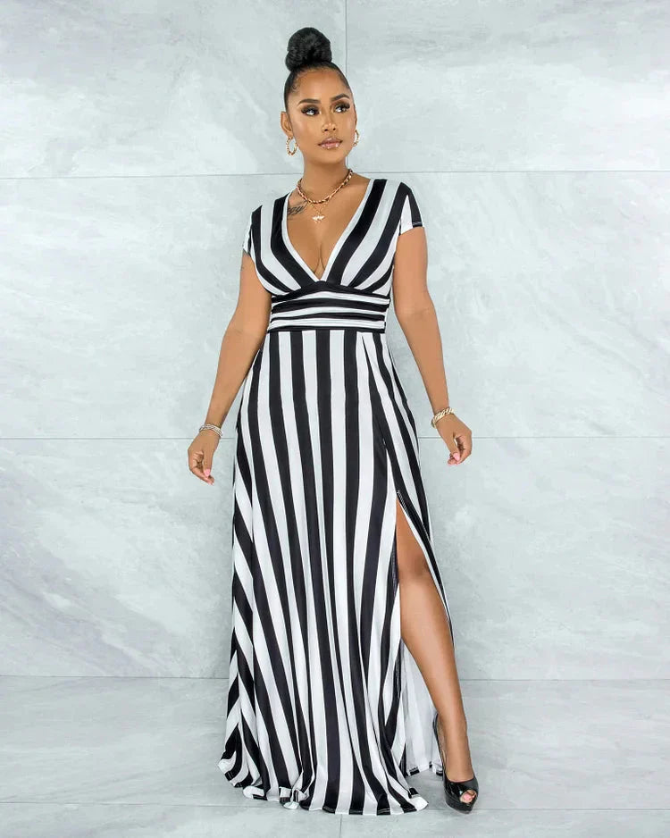 Levoire | Robes Rayées Taille Haute Noir