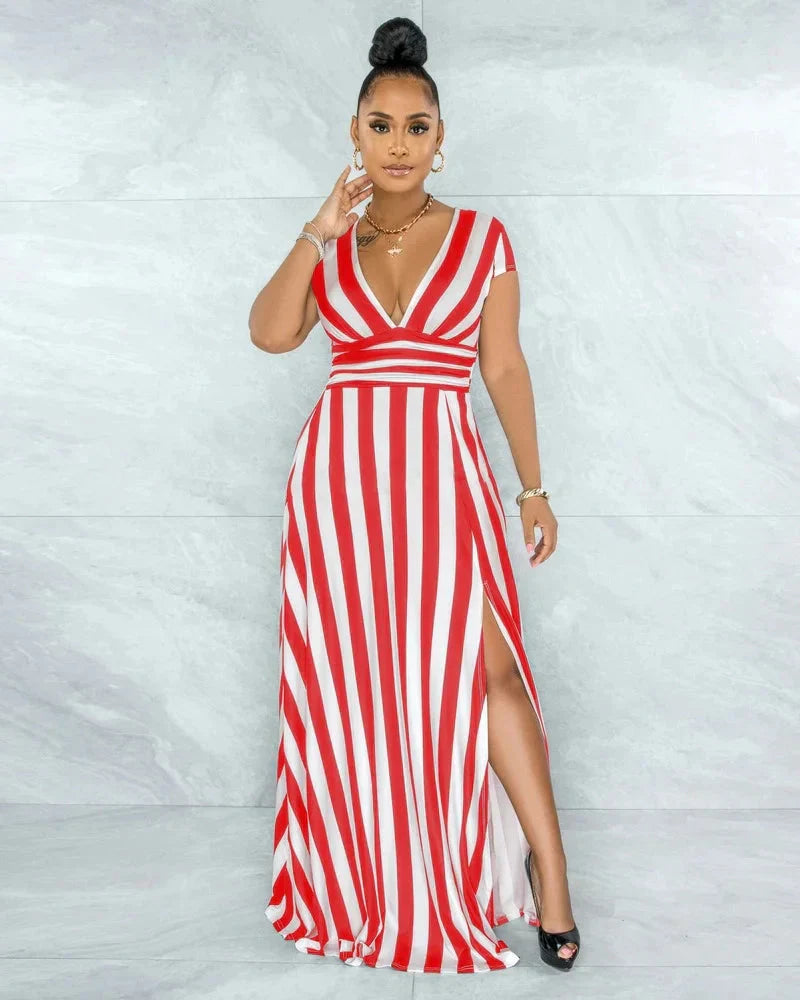 Levoire | Robes Rayées Taille Haute Rot