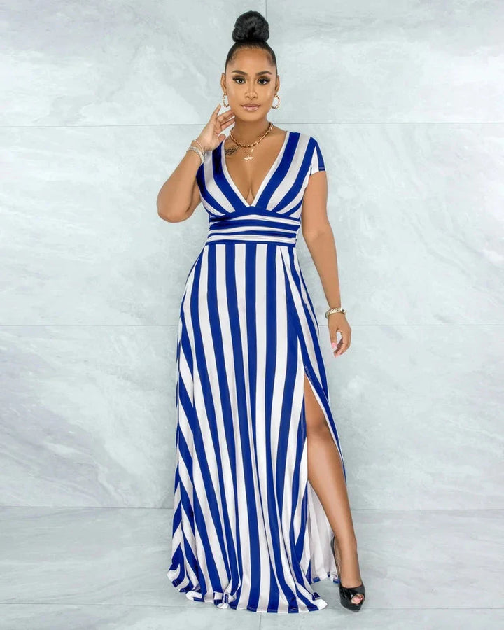 Levoire | Robes Rayées Taille Haute Bleu