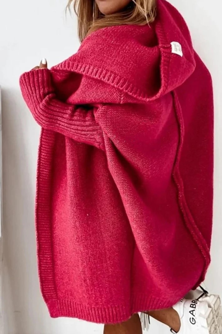 Levoire | Pull À Capuche En Tricot Grande Taille Élégant Rot