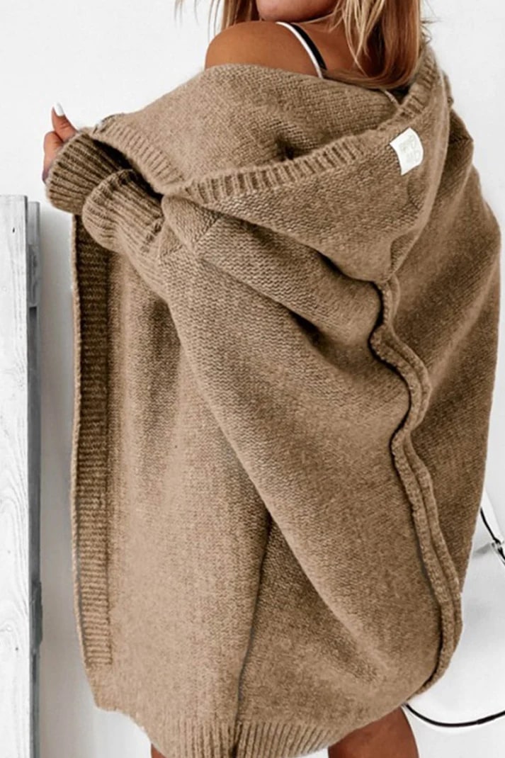 Levoire | Pull À Capuche En Tricot Grande Taille Élégant Kaki