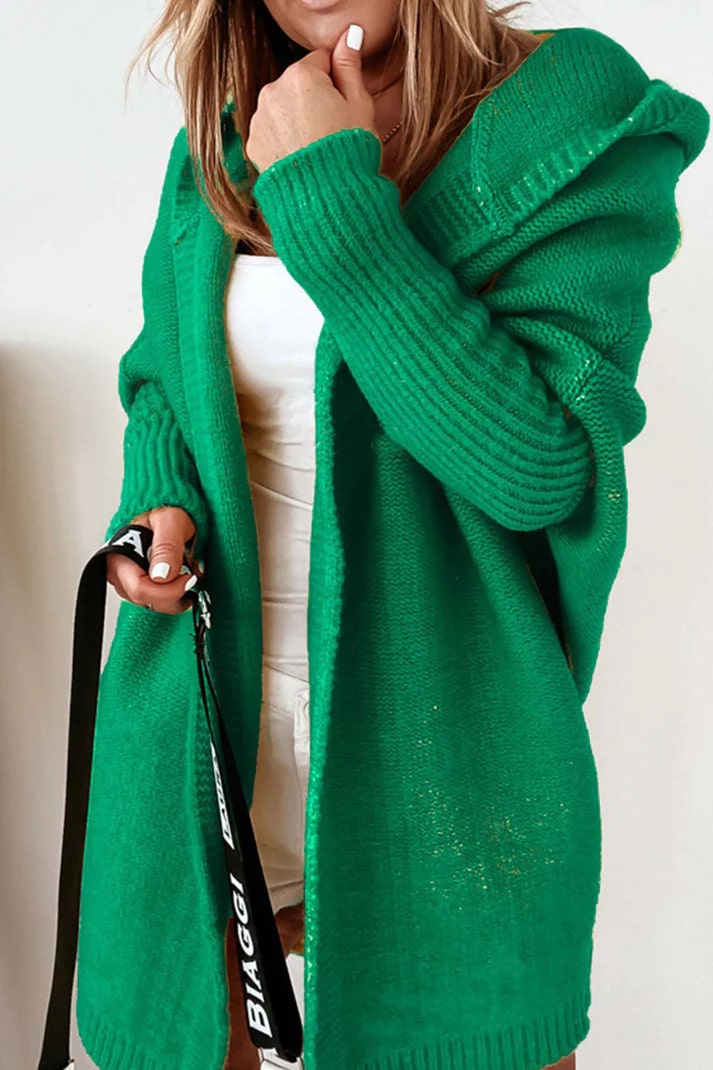 Levoire | Pull À Capuche En Tricot Grande Taille Élégant Vert