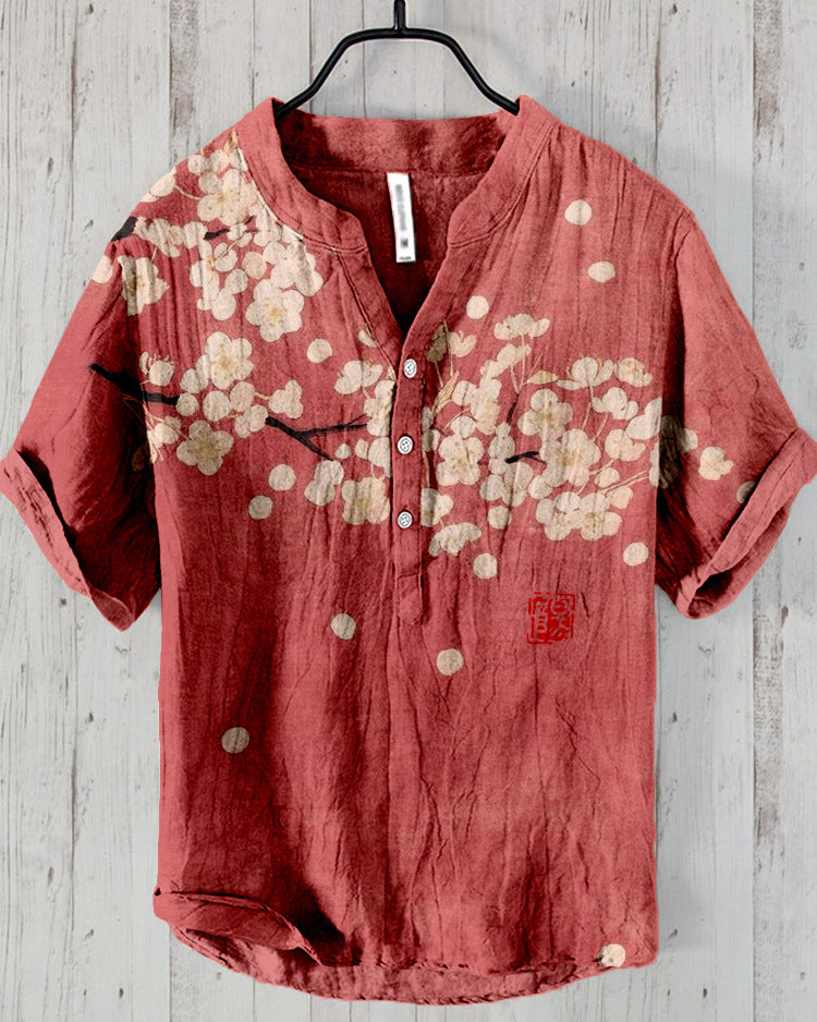 Levoire | Chemise Japonaise En Mélange De Lin Fleur de cerise 2