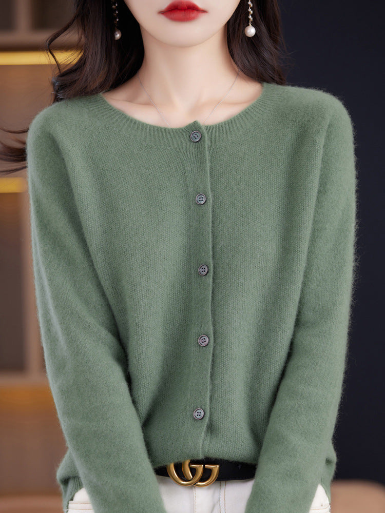 Levoire | Manteau ample à col rond Vert pierre bleue