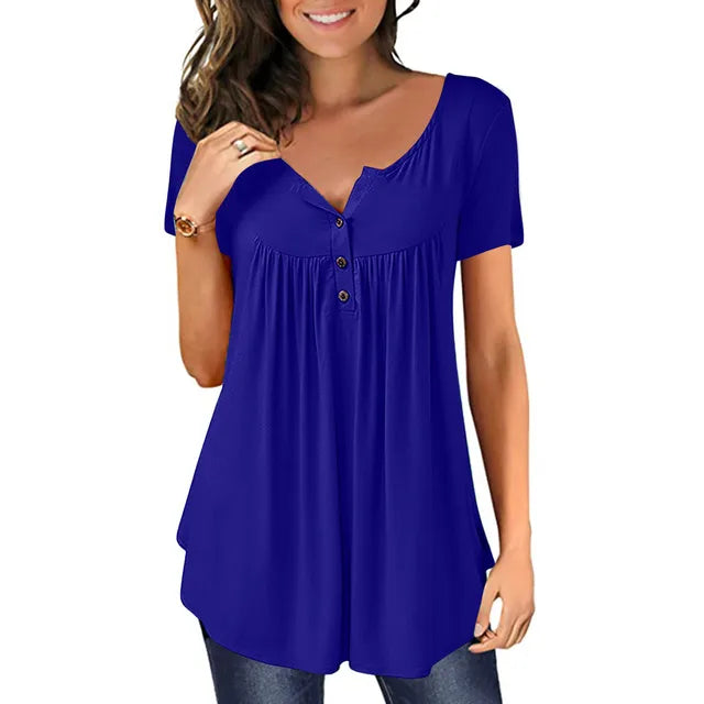 Levoire | Blouse Trendy Bleu Roi Avec Détails Boutonnés Bleu