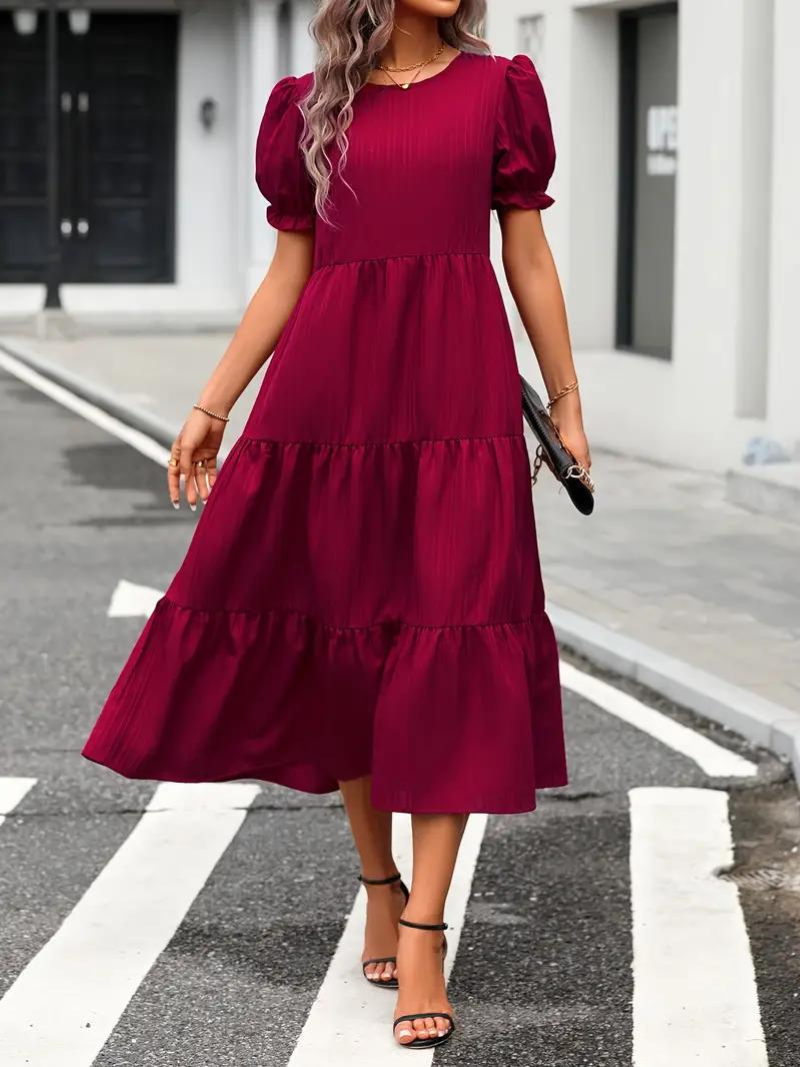 Levoire | Robe, Manches Bouffantes, Raffiné, Robe Midi, Robe D'Été Bourgogne