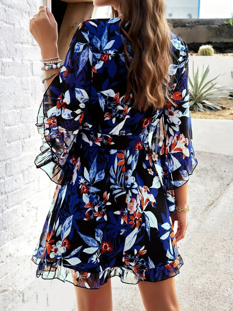 Levoire | Robe À Volants, Fleurie, Manches Courtes, Robe D'Été, Robes De Soleil