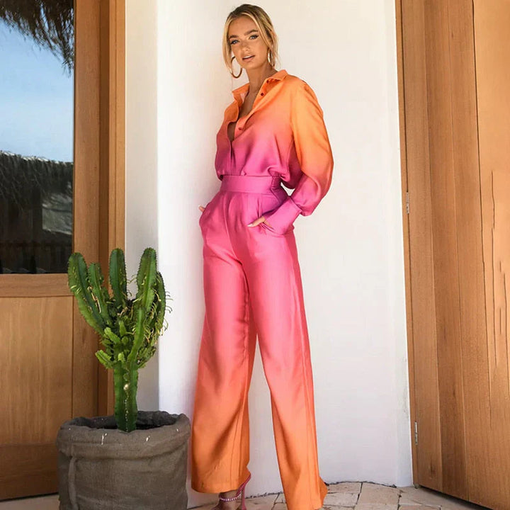 Levoire | Ensemble De Chemise Détachable Et Pantalon Dégradé Orange