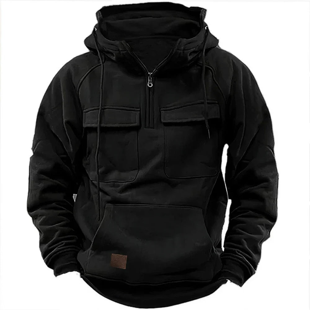 Levoire | Sweat à Capuche à Manches Longues et Poches Zippées Noir