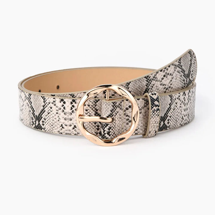 Levoire | Ceinture Femme Moderne Élégante Avec Boucle Dorée Blanc 105CM