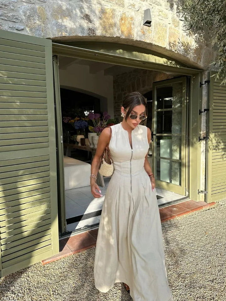 Levoire | Robe Longue Élégante Plissée Sans Manches
