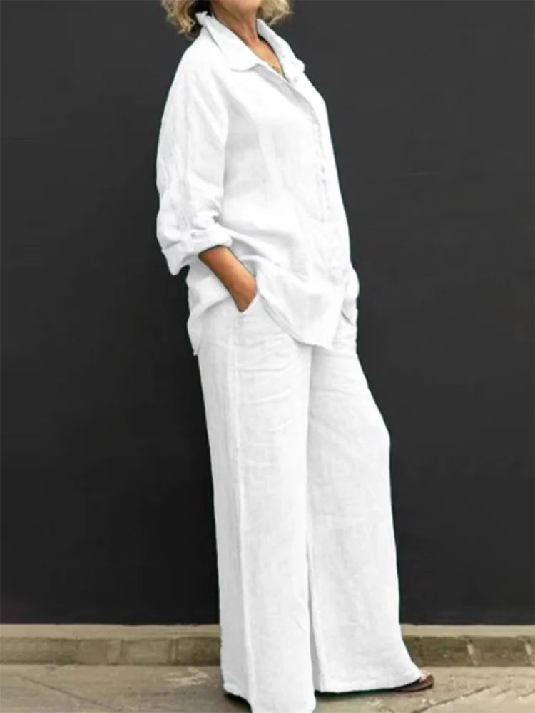 Levoire | Collection Vintage Lin En Deux Pièces Pour Femmes Blanc