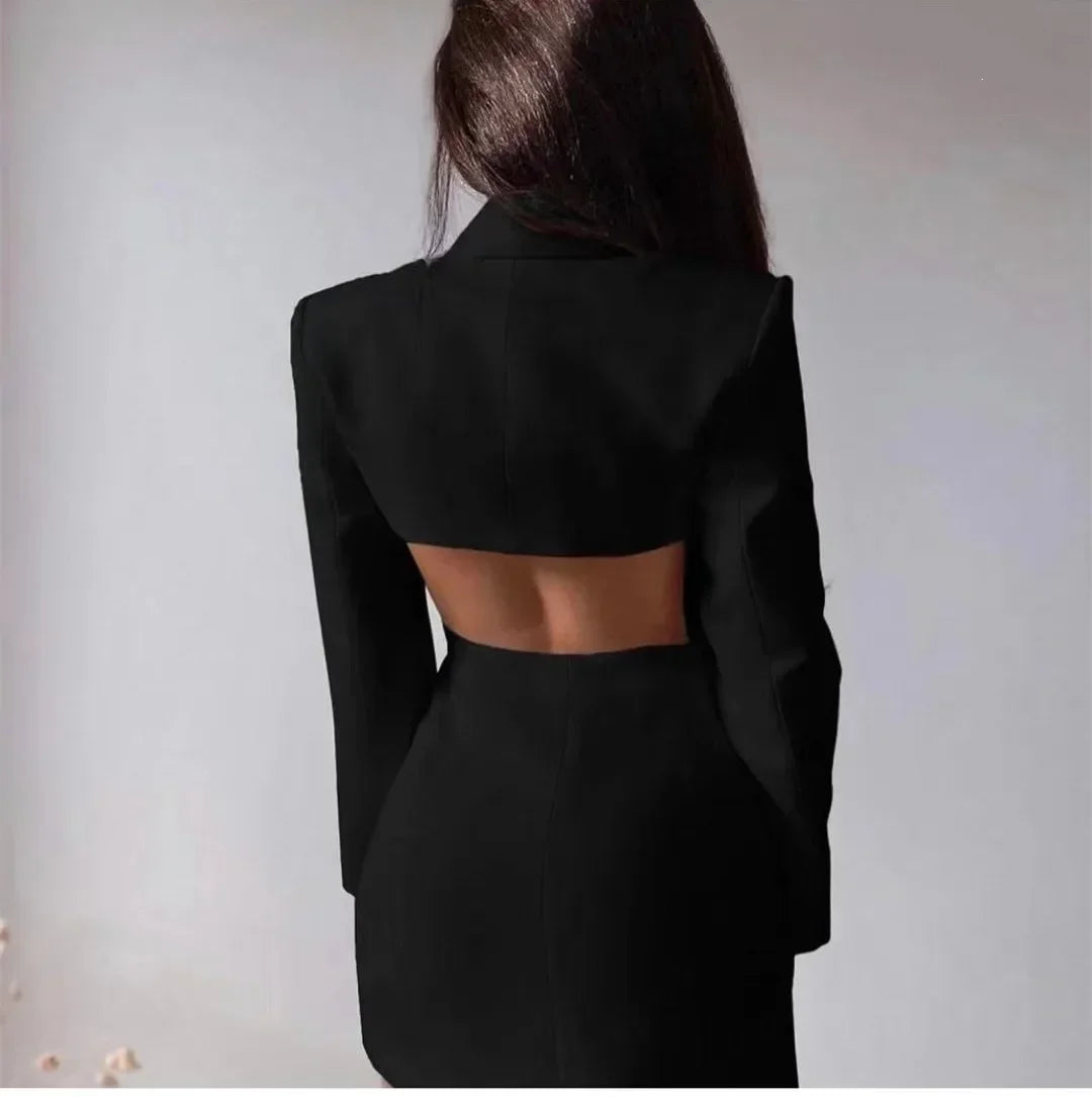 Levoire | Blazer Élégant Uni À Double Boutonnage noir
