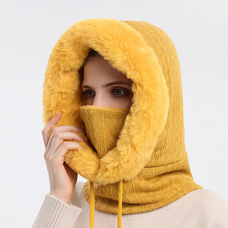 Levoire | Ensemble Hiver : Capuche Et Bonnet En Cachemire Gingembre