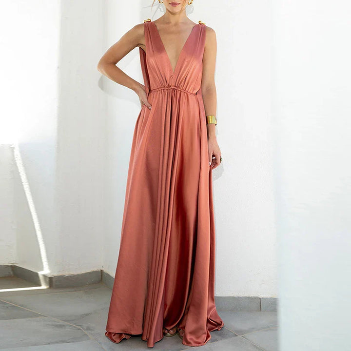 Levoire | Élégante Robe Maxi Boho Dos Nu À Décolleté En V