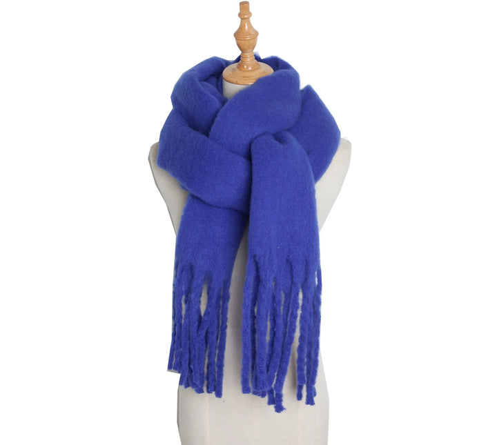 Levoire | Écharpe De Luxe En Cachemire Pour Femme Avec Franges Darkblue