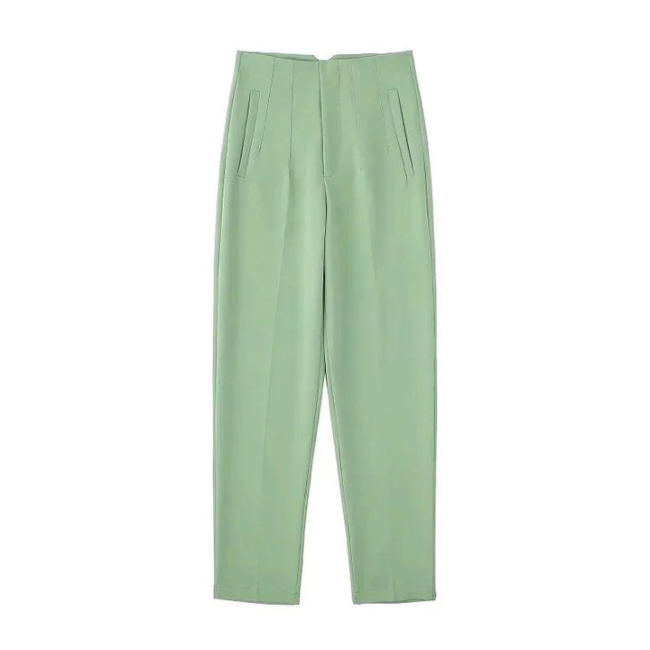 Levoire | Pantalons formels taille haute avec des mesures fines et élégantes Vert clair