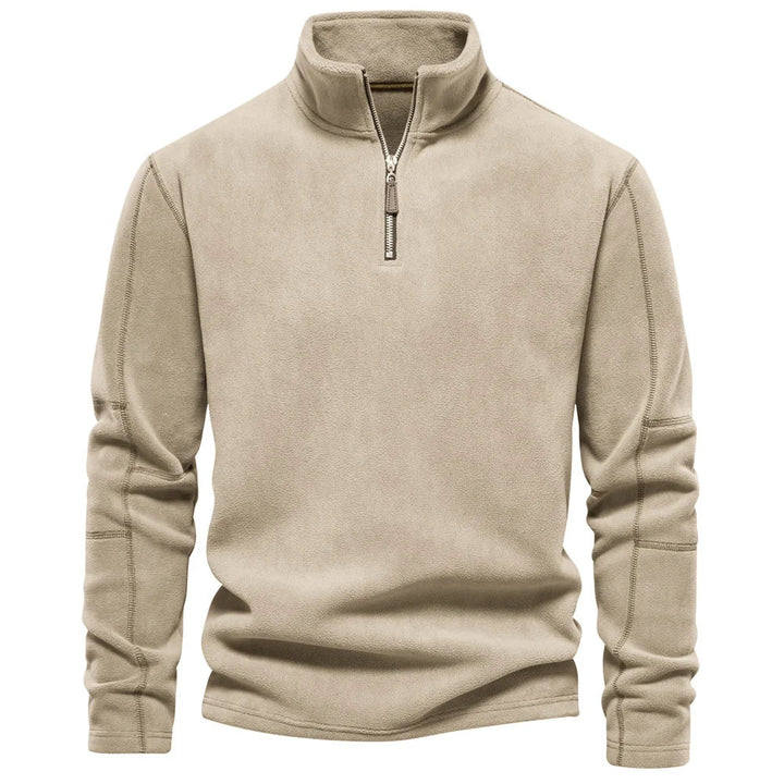 Levoire | Premium Décontracté Pullover En Fleece Avec Fermeture Éclair Et Col Hellkhaki