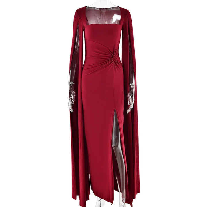 Levoire | Robe Longue À Manches Cape Avec Fente