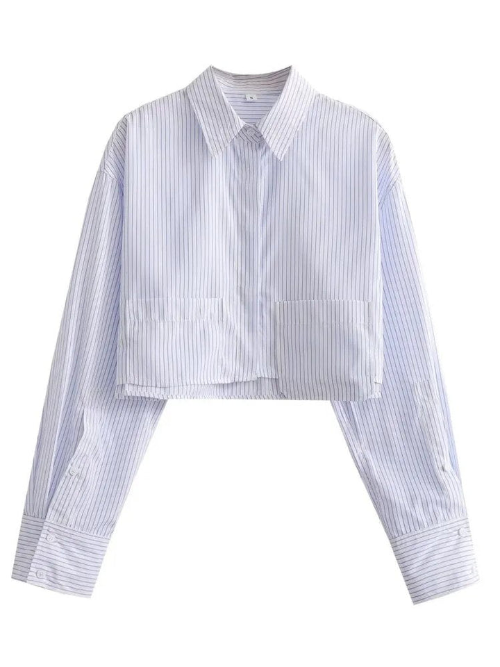 Levoire | Chemisier Court Grande Taille Rayures Blanches
