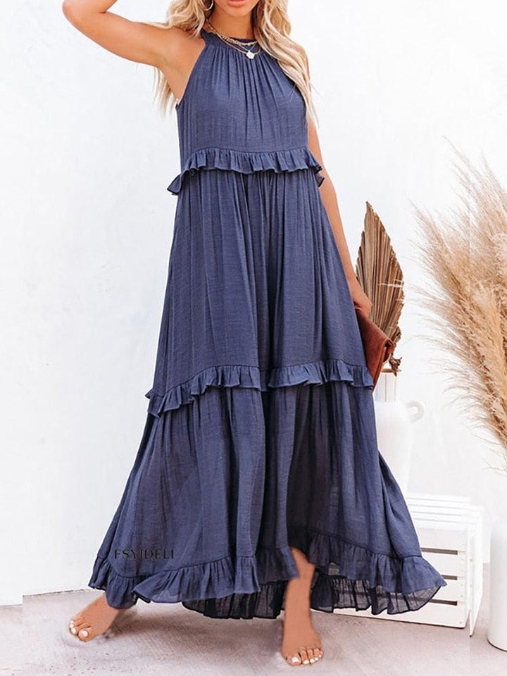 Levoire | Robe Midi Sans Manches Légère Été Vêtements De Loisirs Bleu