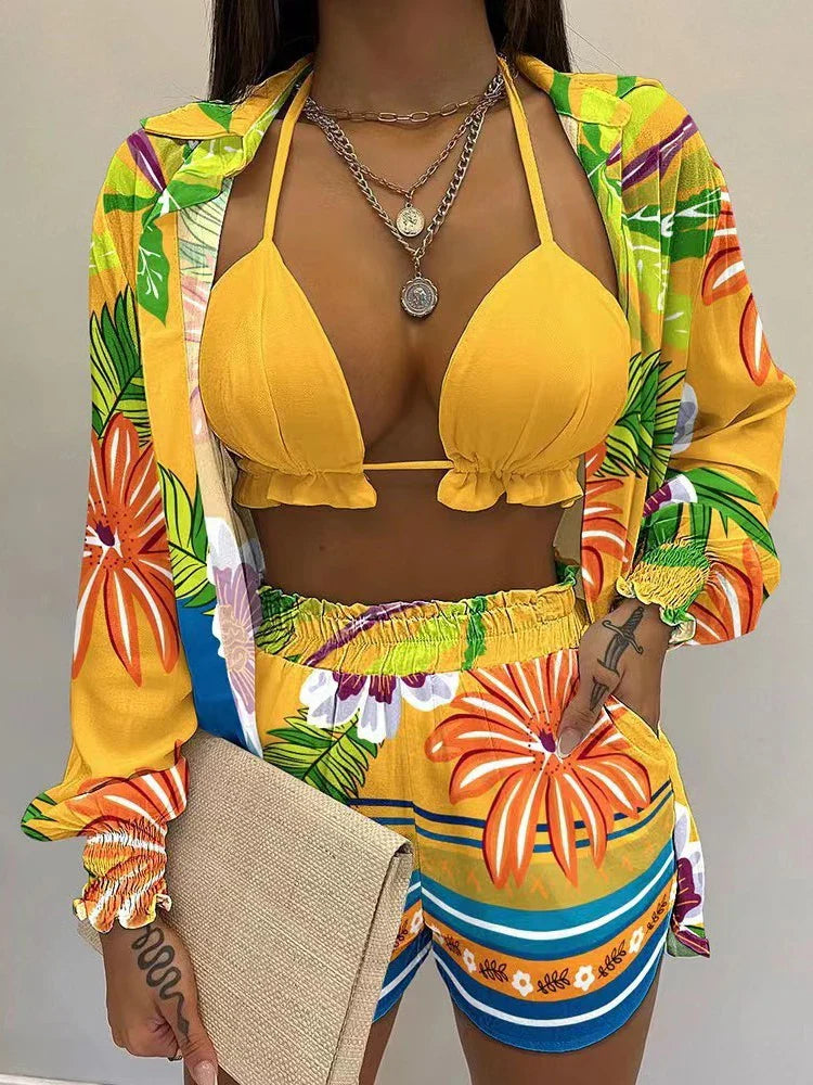Levoire | Ensemble Bikini Taille Haute Vert Jaune
