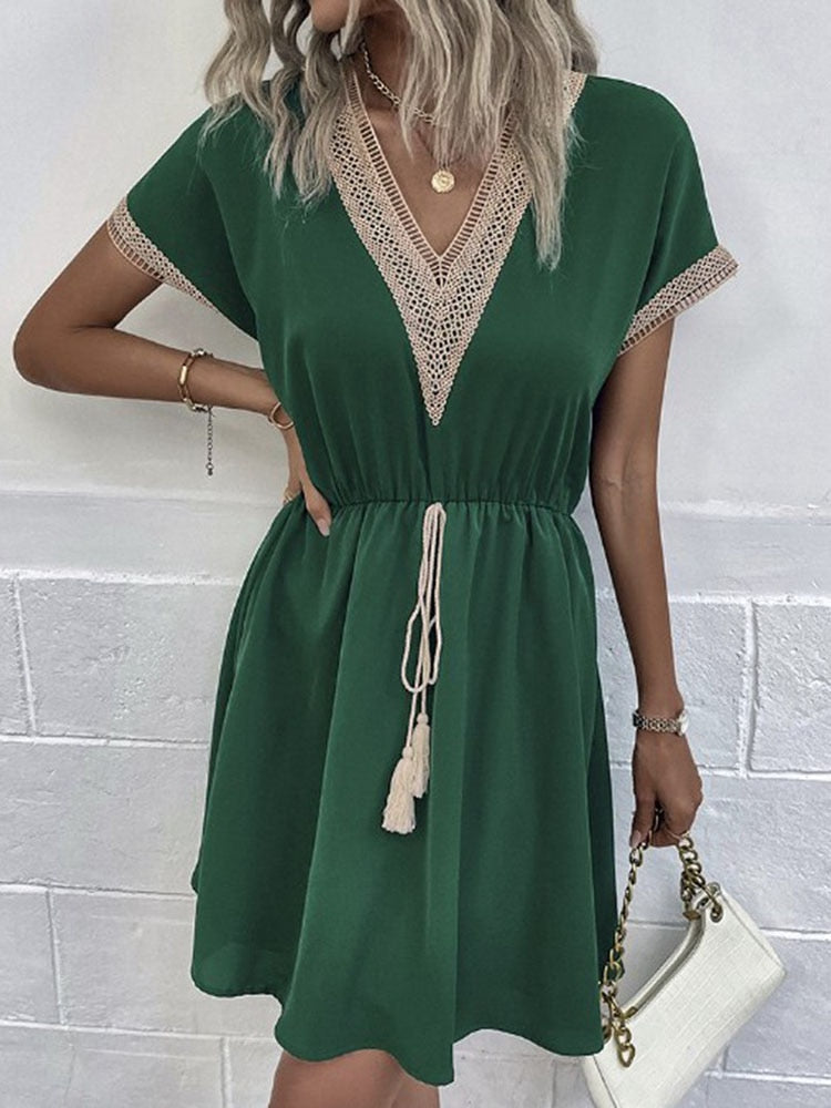 Levoire | Mini Robe De Vestiaire Avec Dentelle Vert