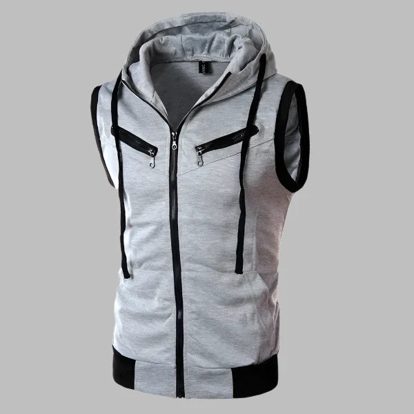 Levoire | Gilet Sans Manches Sportif Avec Capuche Pour Hommes Gris clair